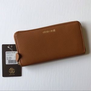 Roberto Cavalli Dollar Print Wallet Camel Color